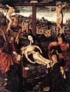 CORNELISZ VAN OOSTSANEN, Jacob Crucifixion with Donors and Saints fdg painting